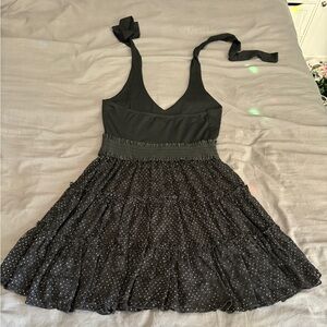 Rachael & Chloe Elegant Black Polka Dot Halter Dress